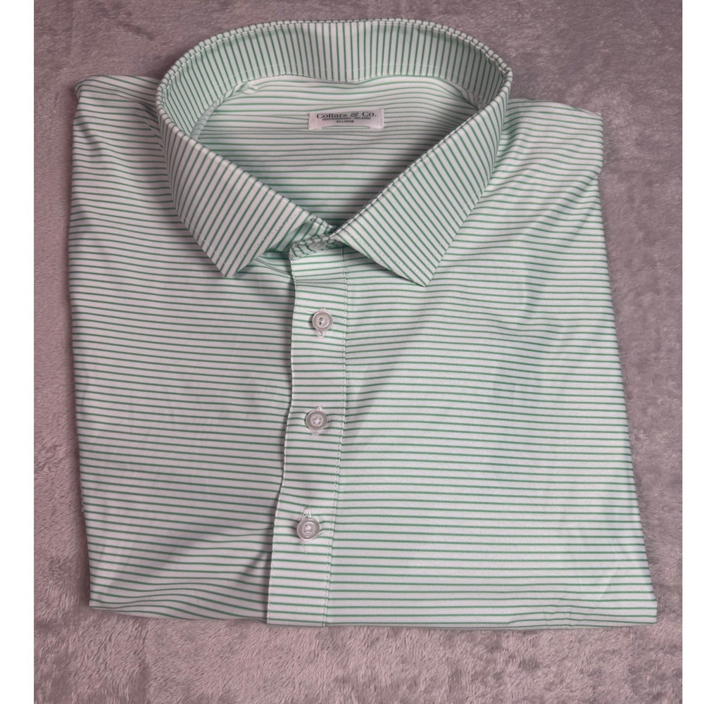 NWOT Collars & Co Men 3XL Stripe Featherweight Relaxed Fit Dress Collar Polo